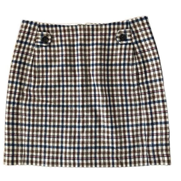 Banana Republic Tan plaid short skirt with pockets size 10 fall hoilday - Picture 2 of 10